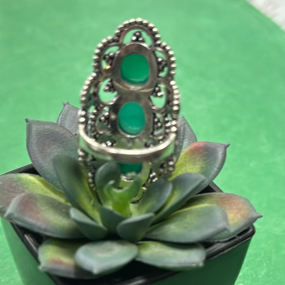 Green Chalcedony Silver Ring - image 6